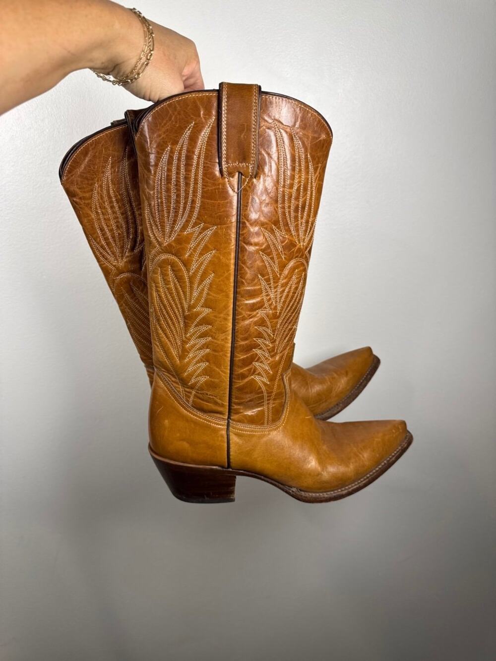 American Vintage Leather Western Cowboy Boots, Women's 8.5